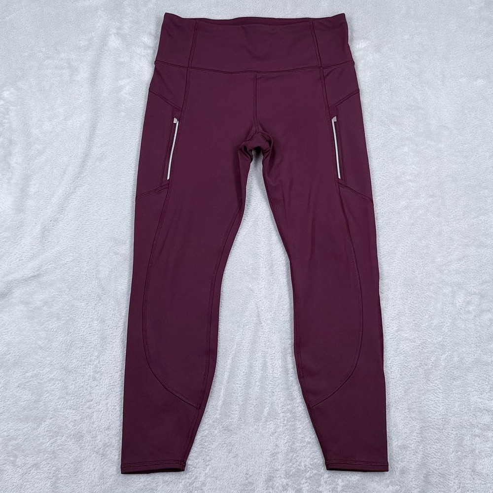 Athleta Rainier Tight Women Medium Petite Burgundy High Rise Running Leggings MP